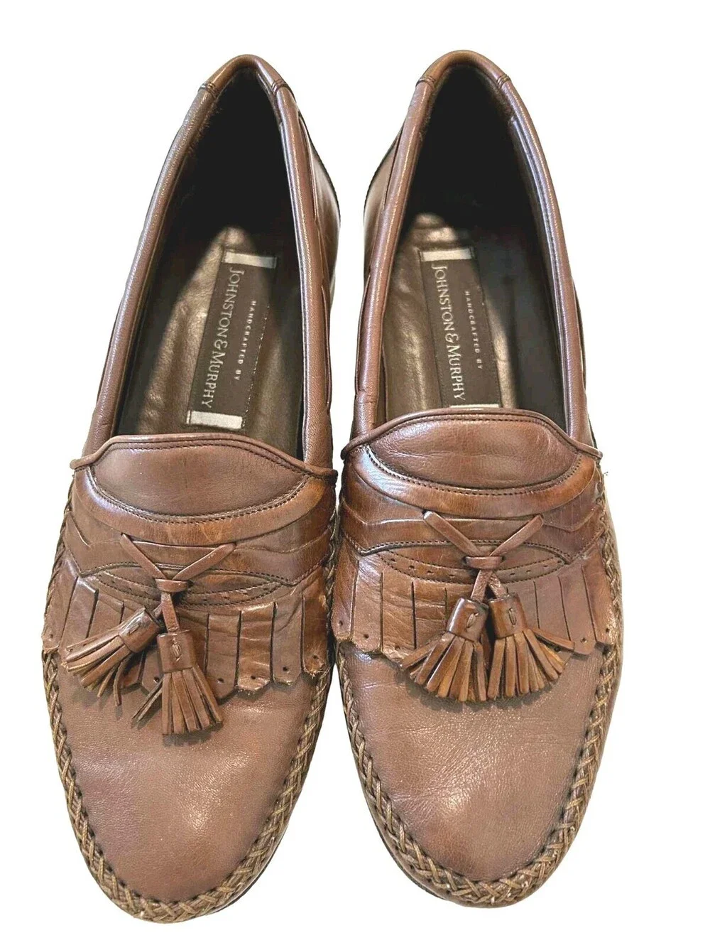 Johnston & Murphy Men's Size 9 Tassel Loafers Brown Leather Dress Shoes Slip On